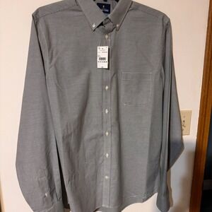 Stafford‎ Men's Tall L Dress Shirt Houndstooth Coolmax Performance Gray